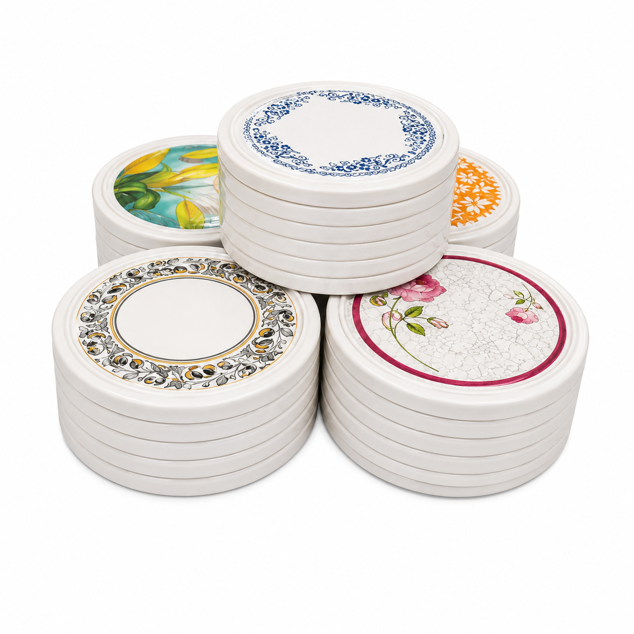 Tea Coaster 6PCS Assorted | Decorative Heat Resistant Cup Coaster Set for Dining & Coffee Tables - Habitt