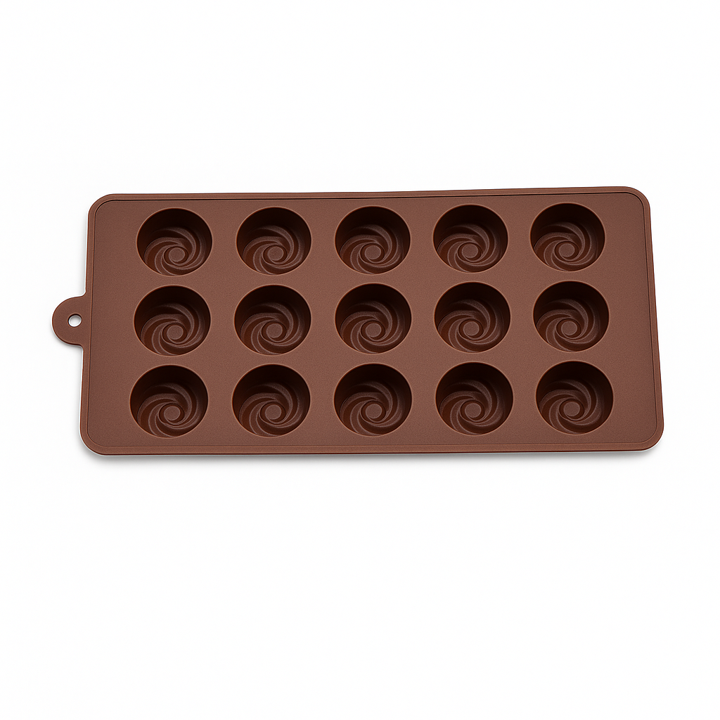 Silicone Spiral Chocolate Mold with 12 Cavities — Flexible, Non-Stick & Box Packed - Habitt