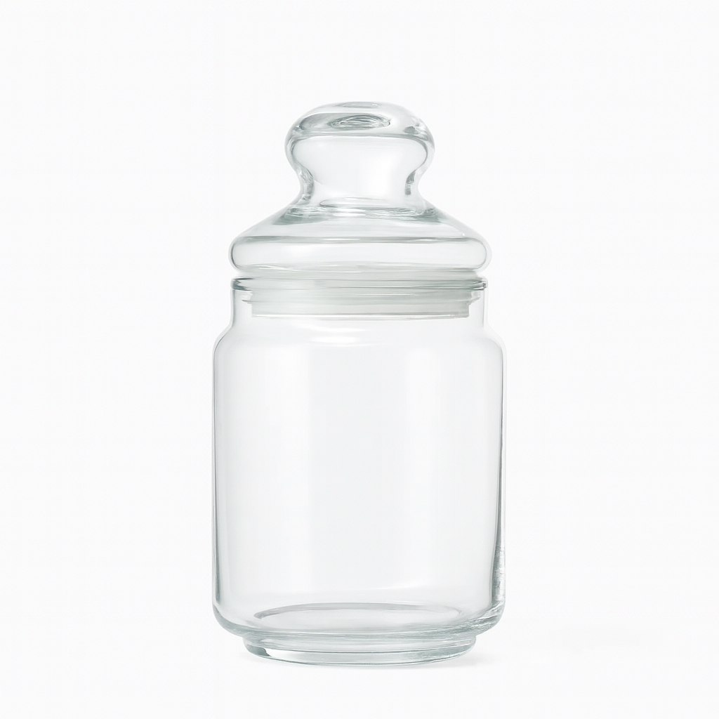 Clear Pressed-Glass Storage Jar with Lid – 750 ml Airtight Kitchen Container (1 Piece) - Habitt