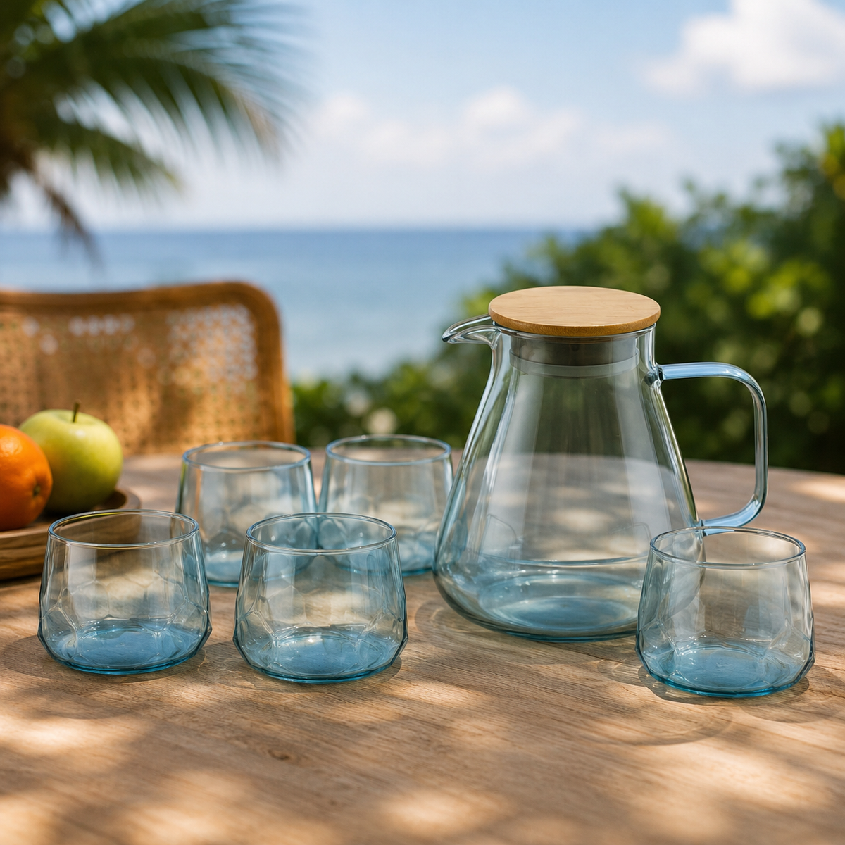 6 Piece Transparent Water Set with Jug | Drinkware Set
