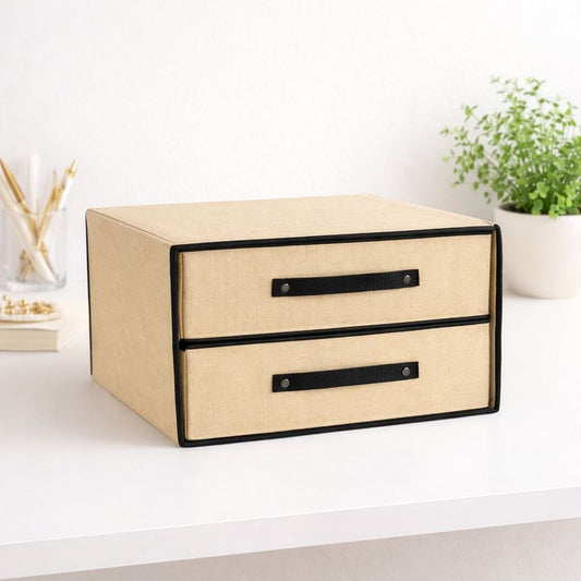 Cloth Storage Basket 2 Layers – Stackable Fabric Organizer with Drawers - Habitt