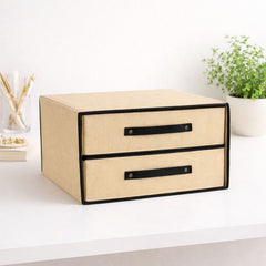 Cloth Storage Basket 2 Layers – Stackable Fabric Organizer with Drawers - Habitt