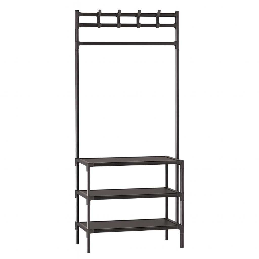3-Tier Corner Coat Rack – Clothing Organizer with Hanging Rod & Storage Shelves - Habitt