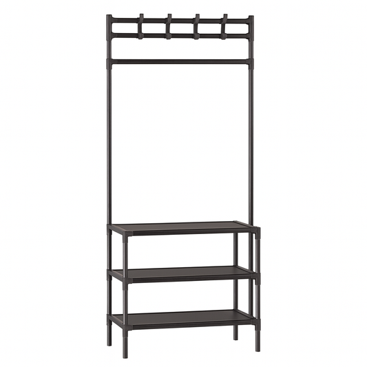 3-Tier Corner Coat Rack – Clothing Organizer with Hanging Rod & Storage Shelves - Habitt