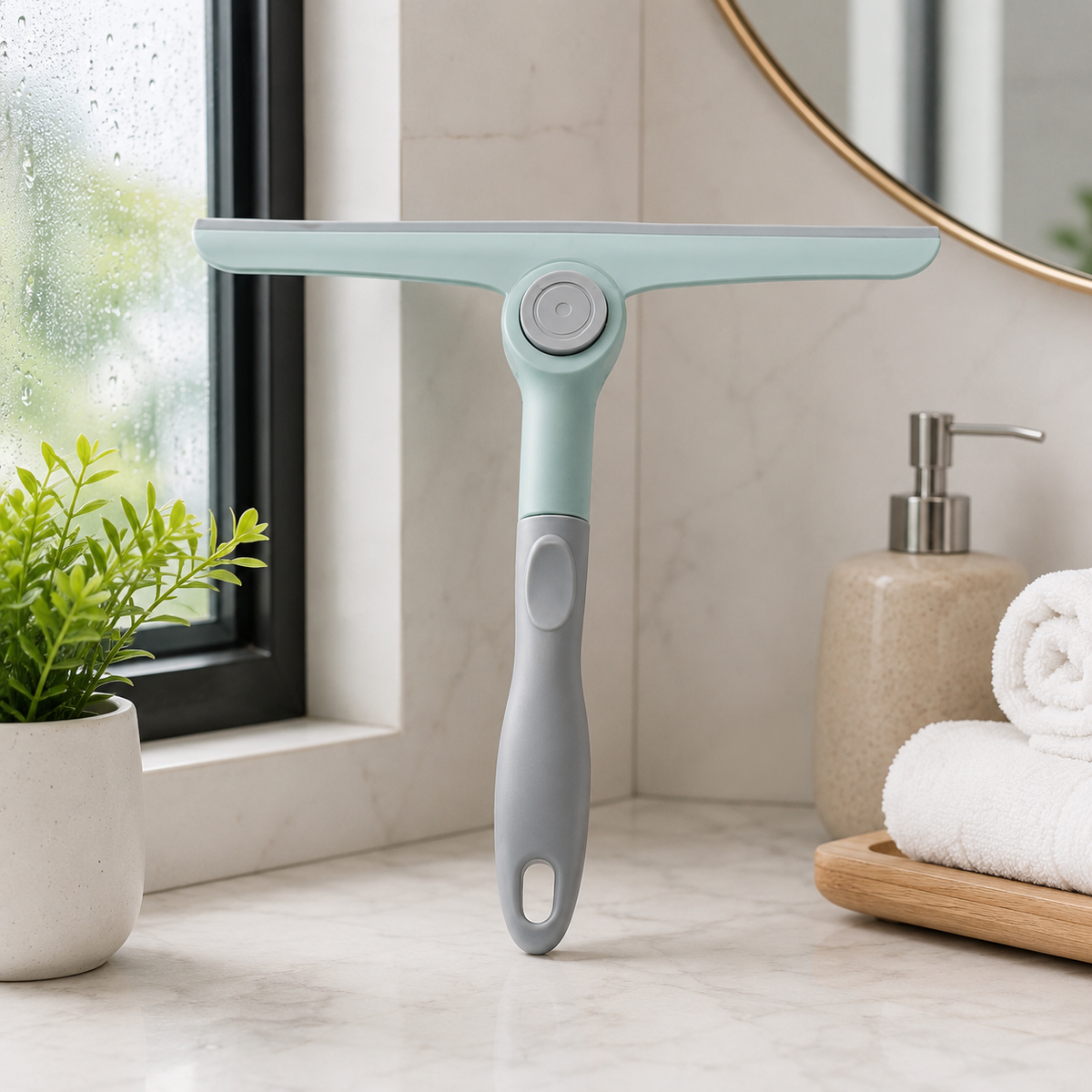 Foldable Press Button Cleaning Wiper (Assorted Color) | Multi-Purpose Glass & Window Squeegee