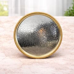 Metal Pallet 23.5x23.5 – Round Textured Decorative Serving Tray - Habitt