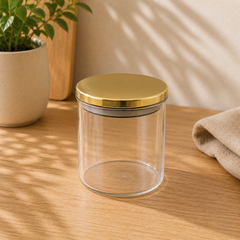 Transparent Storage Jar with Steel Cap | Kitchen Storage Container