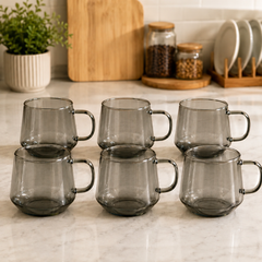 Set of 6 Mugs – Smoke Grey | Heat-Resistant Coffee & Tea Cups