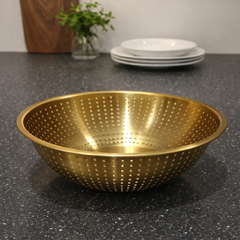 Golden Food Strainer  Stainless Steel Mesh Bowl (23 cm / 26 cm / 29 cm) - Habitt