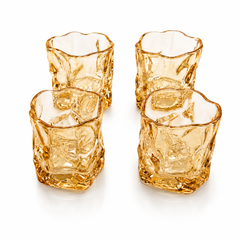 4 Pcs Glass Cup Set 280ml – Smokey Black, Clear Iridescent & Amber
