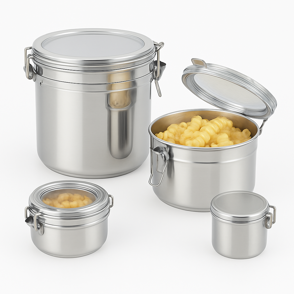 4-Piece Stainless Steel Airtight Canister Set for Fresh Food Storage & Kitchen Organization - Habitt