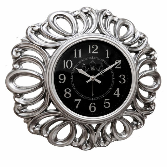 Heritage Ornate Silver Wall Clock – FLR 18 Inch Luxury Decorative Timepiece - Habitt