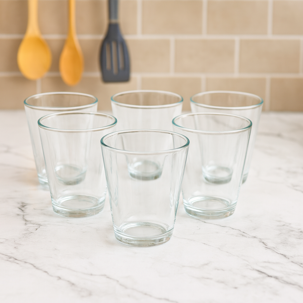 Classic Clear Tumbler Glass Set 275 ml – Everyday Heavy-Base Drinkware (6 Pcs) - Habitt