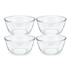 4-Piece Clear Glass Bowl Set – 1600 ml Large Multi-Purpose Mixing & Serving Bowls - Habitt
