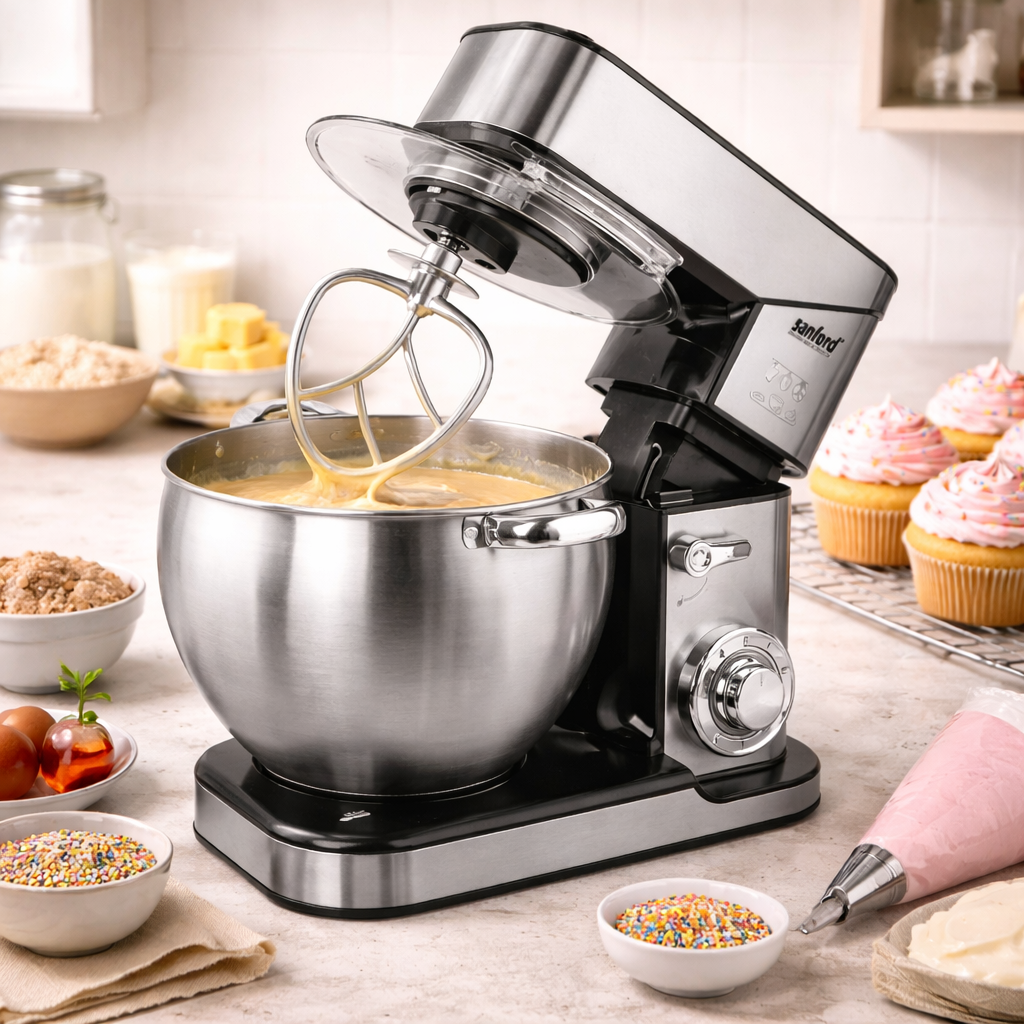 Sanford Stand Mixer 2000W – 10 Liter Stainless Steel Bowl, Full Copper Motor, 6 Speed (SF-1370SM) - Habitt