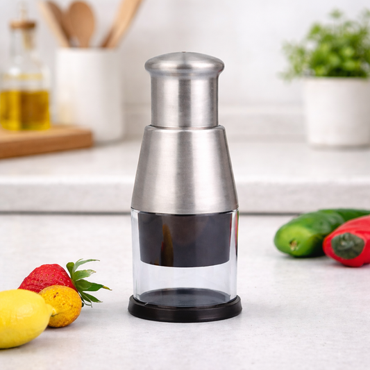 Stainless Steel Garlic Chopper – Manual Hand Press Vegetable Chopper - Habitt