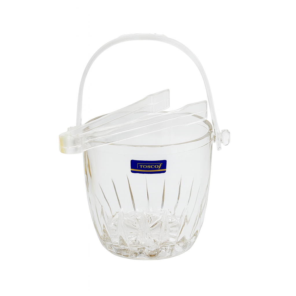 620 ml Crystal-Style Ice Bucket with Handle & Tong – Premium Clear Ice Holder for Home, Parties & Bar Use (1 Pc) - Habitt