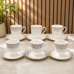 Print Cup & Saucer Set Assorted | Ceramic Tea Cup Set