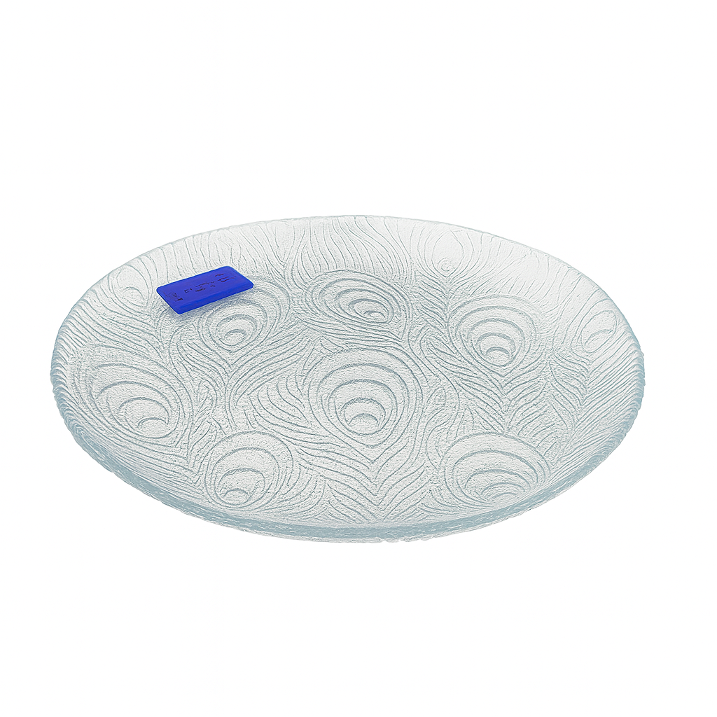 Clear Pressed-Glass Peacock-Pattern Dessert Plate Set – 6 Pieces, 178 mm Diameter - Habitt