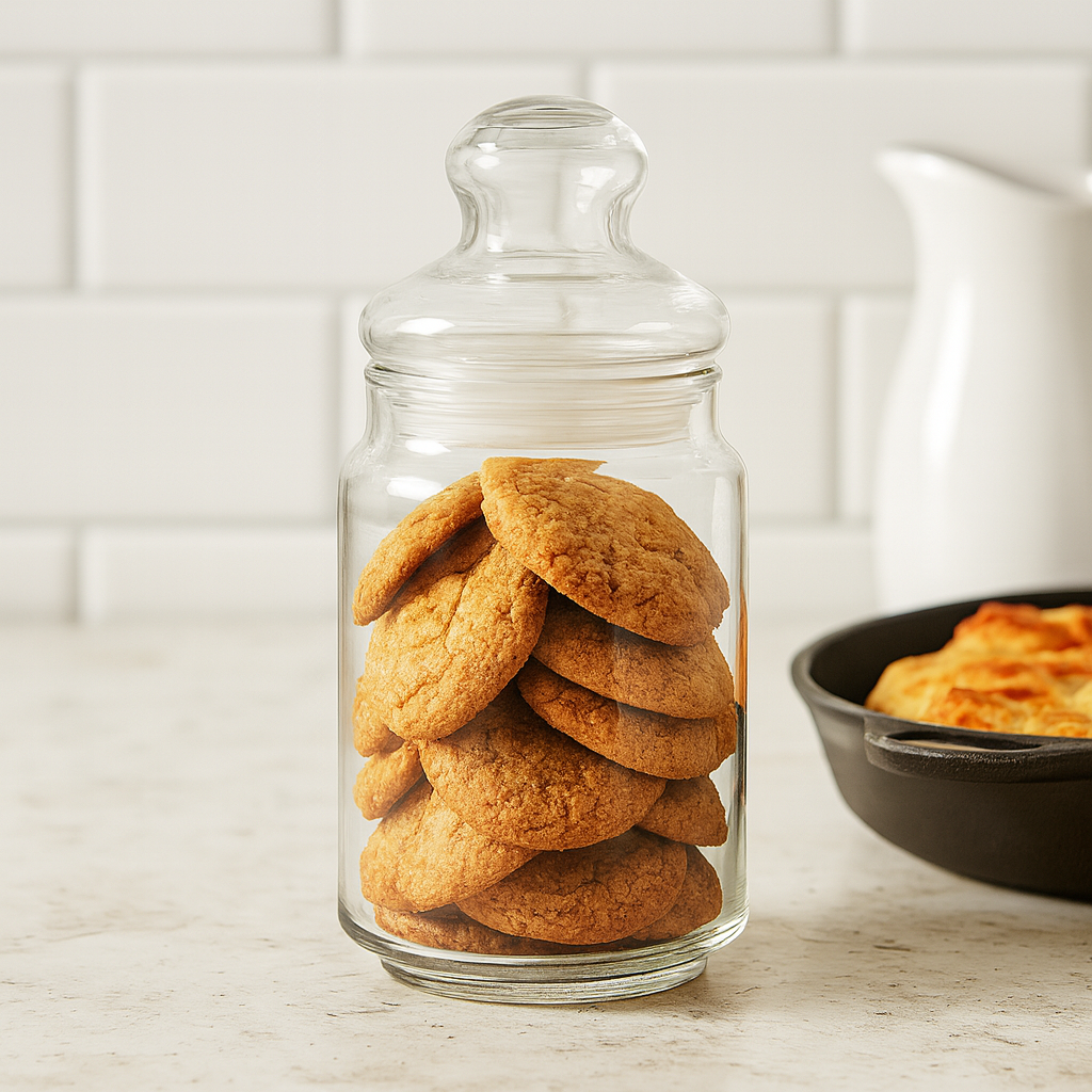 Clear Pressed-Glass Storage Jar with Lid – 750 ml Airtight Kitchen Container (1 Piece) - Habitt