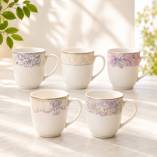 Border Print Mug Assorted | Ceramic Tea & Coffee Mug