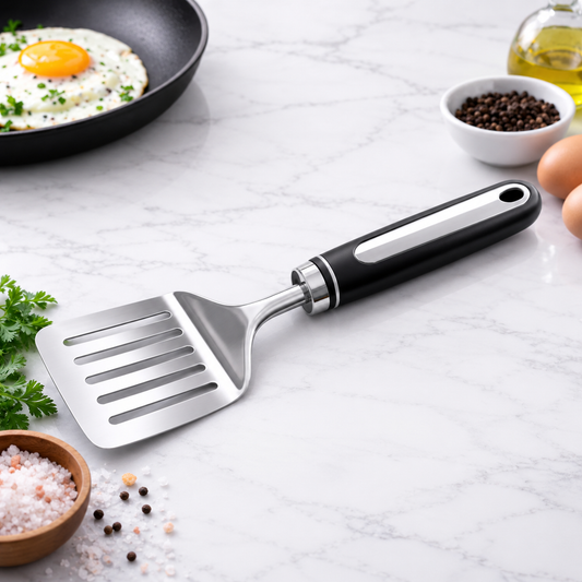 Stainless Steel Slotted Scraper – Non-Stick Friendly Kitchen Turner