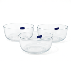 3-Piece Clear Glass Bowl Set – 2200 ml Large Multi-Purpose Mixing & Serving Bowls - Habitt