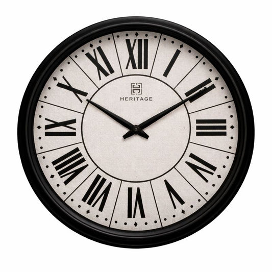 Heritage “Moon Time” Wall Clock 20" – Classic Roman Numeral Wall Clock with Black Plastic Frame - Habitt