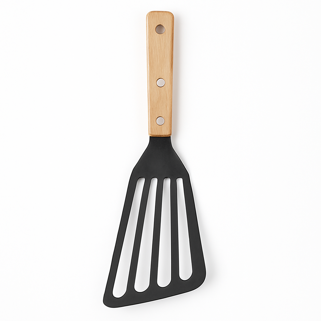 Stainless Steel Kitchen Spatula with Wooden Handle – Durable Cooking - Habitt