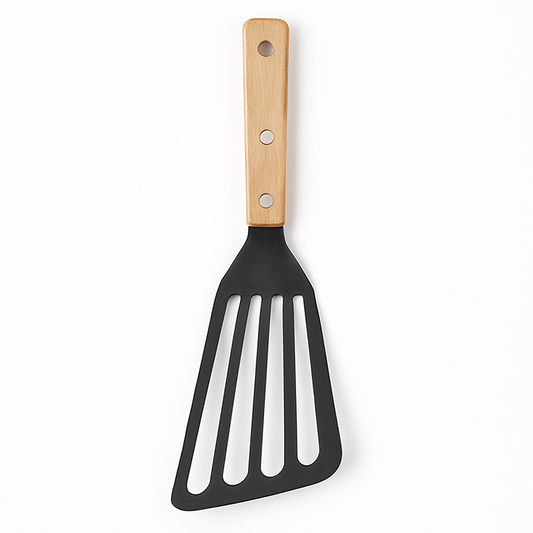 Stainless Steel Kitchen Spatula with Wooden Handle – Durable Cooking - Habitt