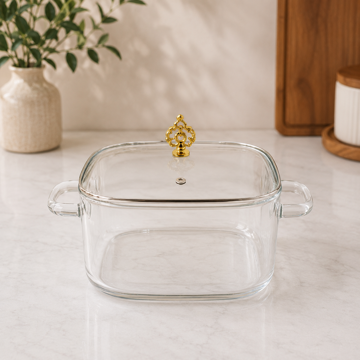 5000ML Glass Cooking Pot with Lid | Large Glass Cooking Pot