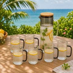 6 Piece Transparent Water Set with Jug | Drinkware Set