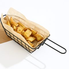 Fries Strainer Boat – Wire Basket with Handle (Silver & Copper Options) - Habitt