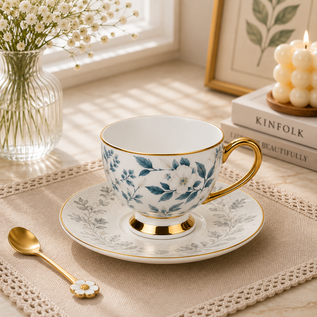 12 PCS Contemporary Cup & Saucer Set – Elegant Tea & Coffee Collection