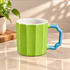 Octagon Mug Green | Stylish Ceramic Coffee Cup