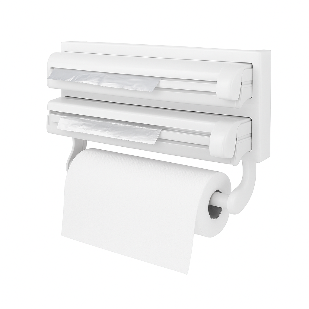 Triple Paper Dispenser Wall Mount – Cling Film, Foil  & Towel Holder - Habitt