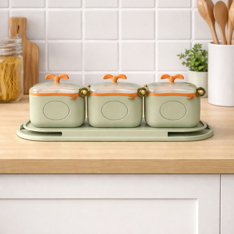 3 PCS Seasoning Jar Set with Lid  Compact Kitchen Spice Organizer - Habitt