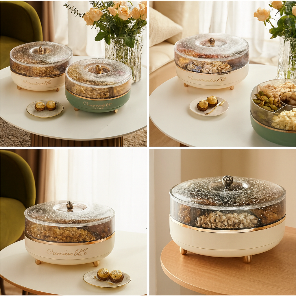 1Pc Rotating Dry Fruit & Snack Box – 4-Compartment Revolving Storage Container - Habitt