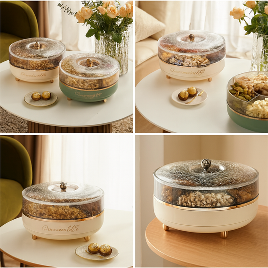 1Pc Rotating Dry Fruit & Snack Box – 4-Compartment Revolving Storage Container - Habitt