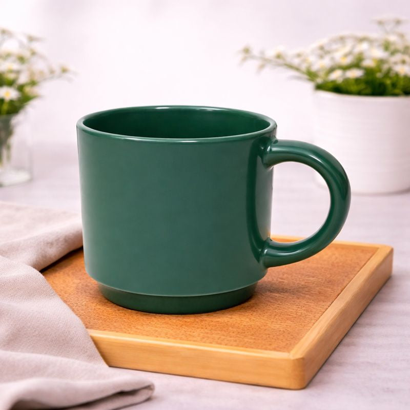 350ML Solid Color Ceramic Mug – White, Green, Grey & Pink Variants - Habitt