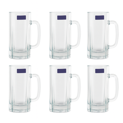 Clear Glass Juice Mug with Handle 415 ml – Set of 6 | Premium Transparent Drinkware for Home & Café - Habitt