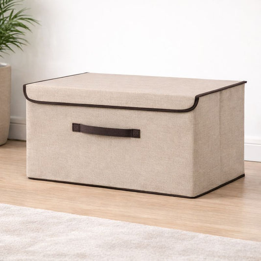 Multifunctional Cloth Storage Box – Large Capacity Fabric Organizer with Lid - Habitt