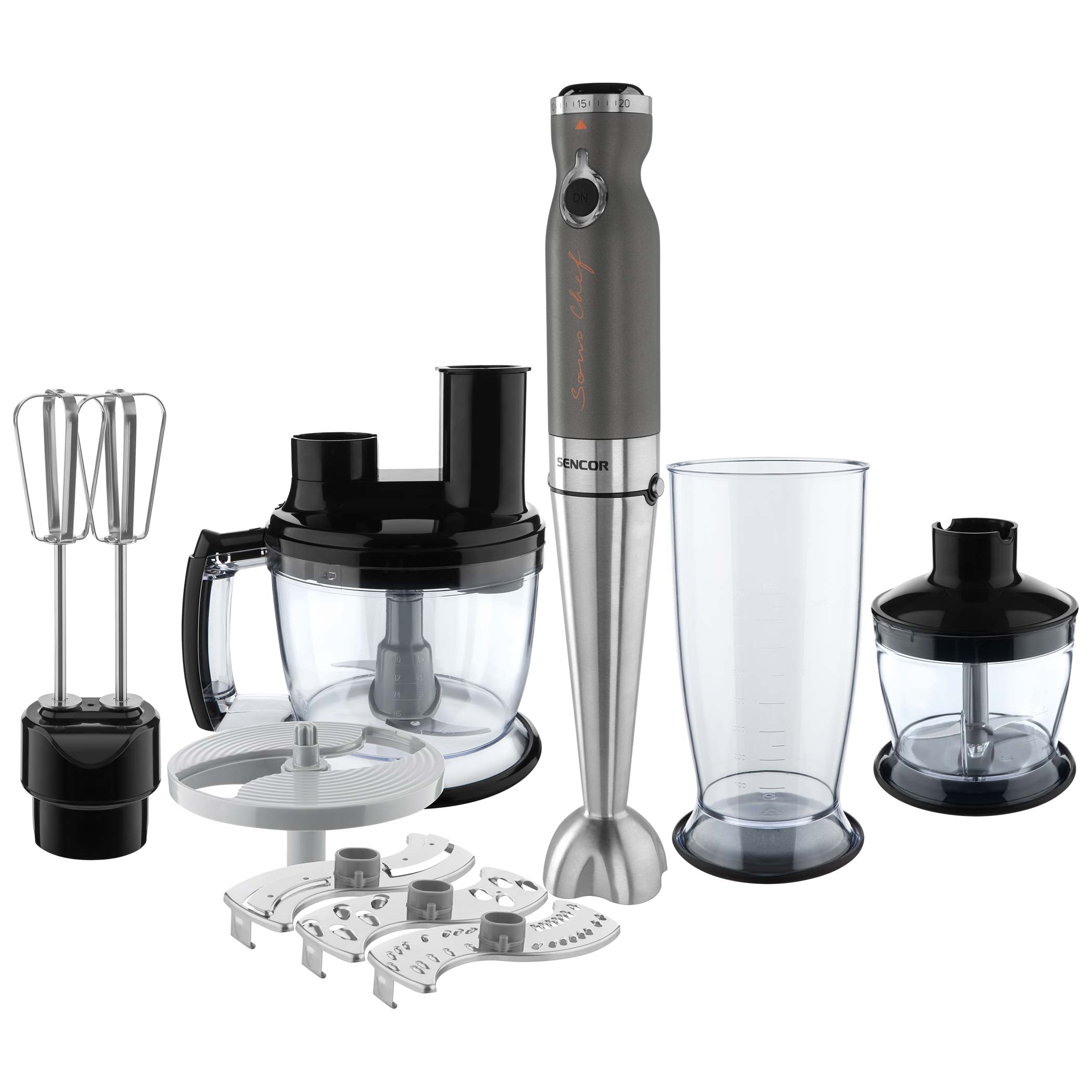 Sencor SHB 5501CH 9-In-1 Hand Blender 1000W with Titanium Quad Blade & 20-Speed Control - Habitt