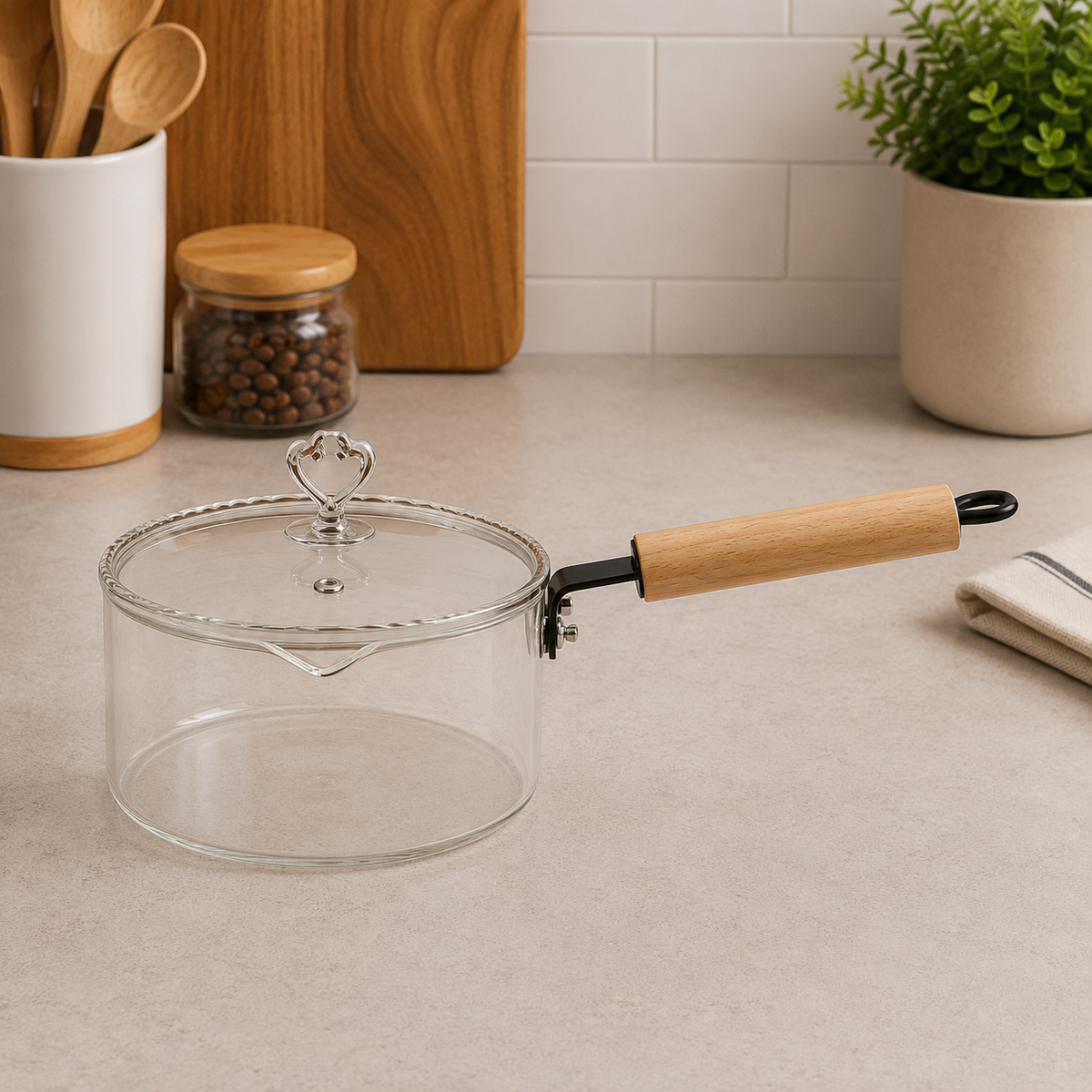 1800ML Glass Saucepan with Lid | Saucepan