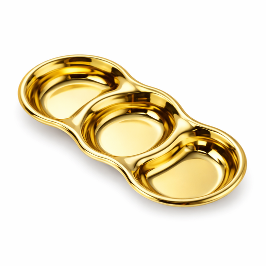 Golden 3 Partition Snacks Tray - Habitt