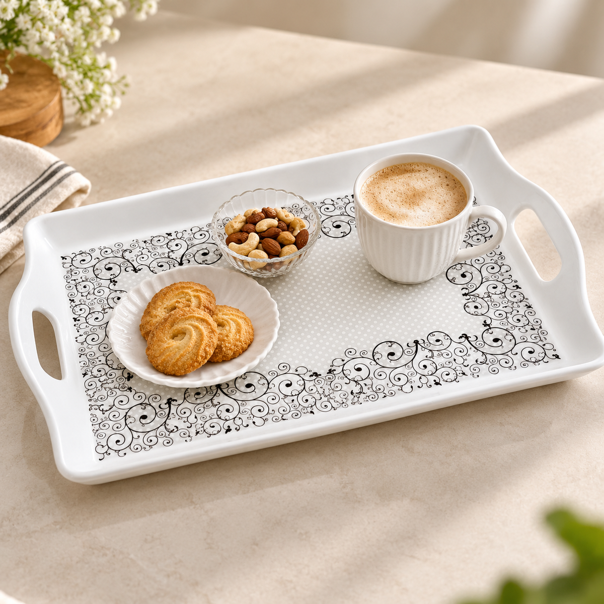 SKY NF Medium Serving Tray Assorted | Printed Tray with Handles