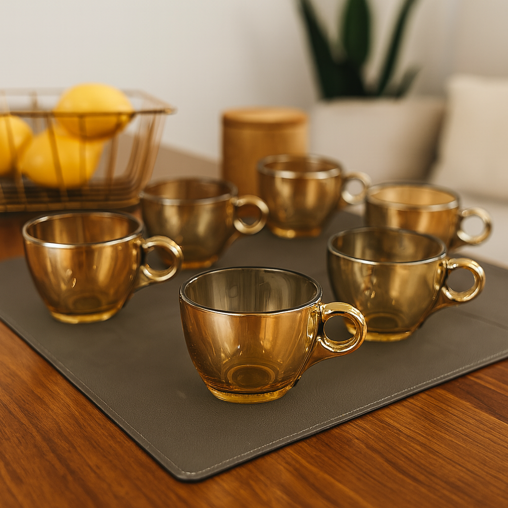 CUP 190 ml Smoke – Set of 6 | Premium Deli Glassware Tea & Coffee Cups - Habitt