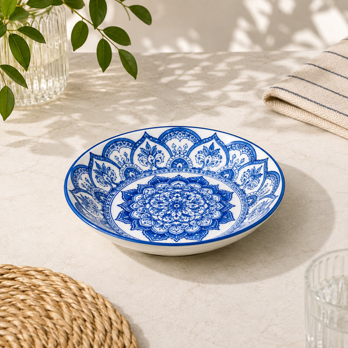 Blue Print Soup Plate