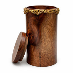 Handcrafted Wooden Storage Jar – 4 Inch Depth, 3.5 Inch Diameter | Decorative Wood Container - Habitt