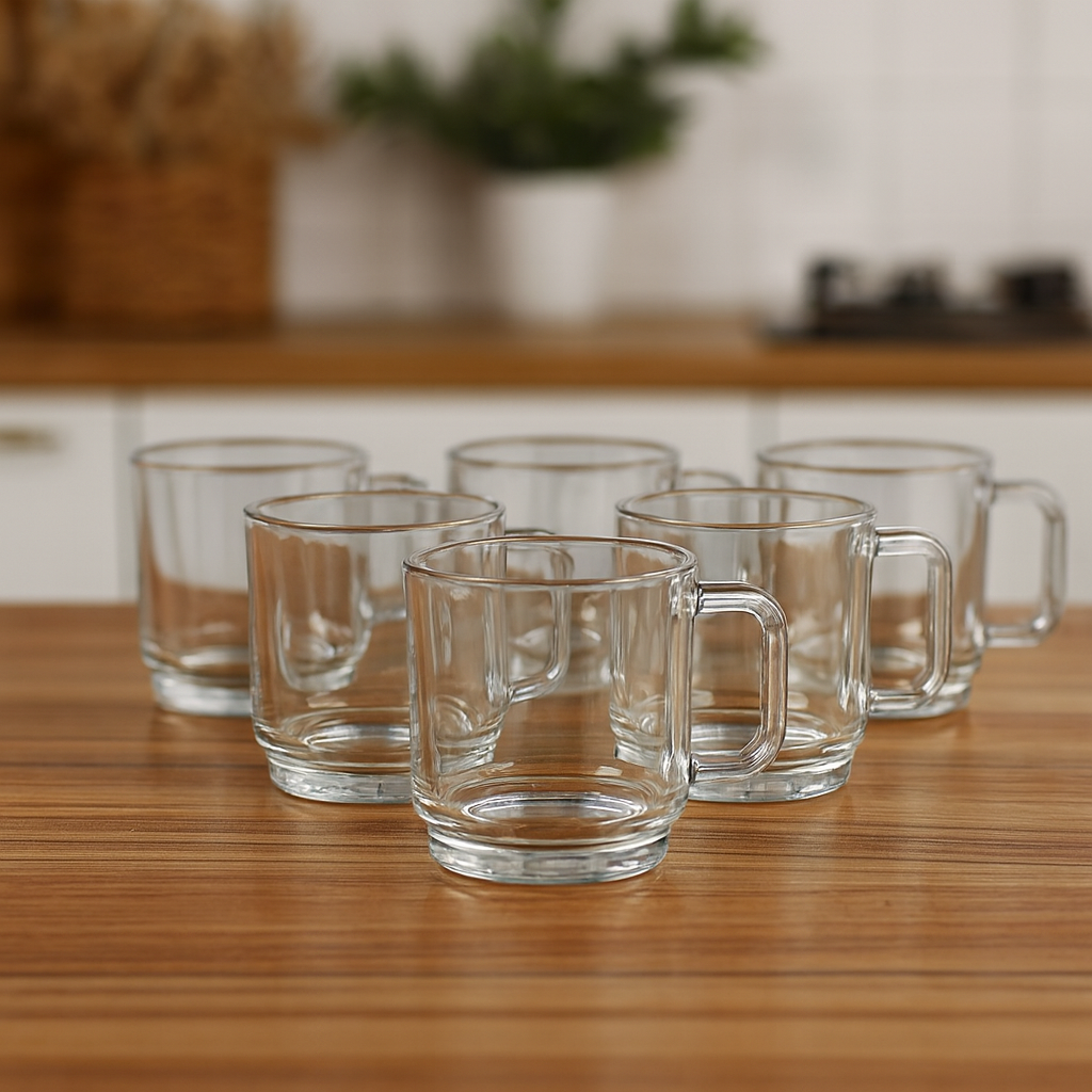 Smoke Glass Cup Set – 205 ml (6 pcs) - Habitt